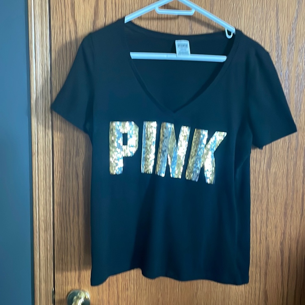 Ladies PINK (Victoria Secret) t-shirt, size large, lovingly worn, good condition